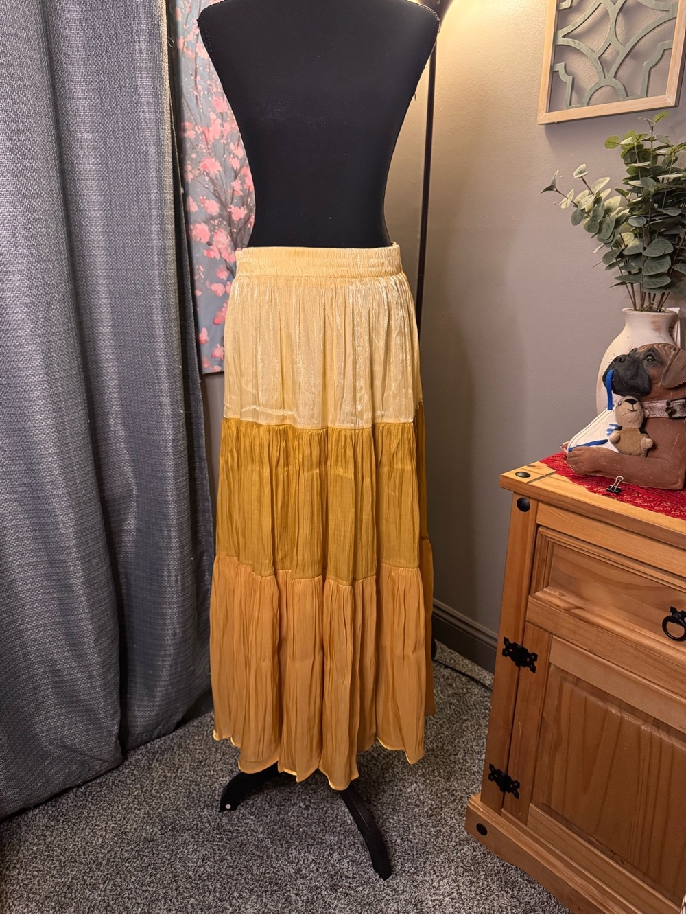 Tiered Maxi Skirt in Golden Yellow